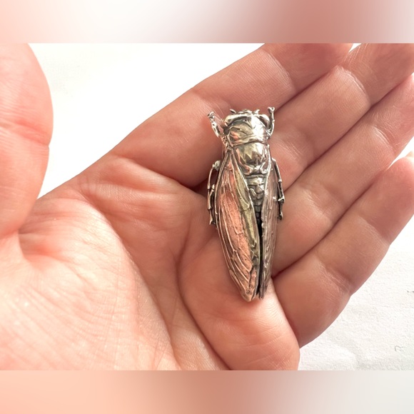 Gorgeous Cicada pin brooch STERLING SILVER - Picture 12 of 14
